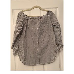 NWOT striped black blouse